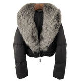 Fox Fur Collar Thick Short Down Jacket
