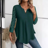Spring and Summer Mesh Sleeves Button Shirt for Women