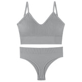 Women's Underwear Small Chest Push-up Thin Wireless Large Size Sports Sling Vest French Triangle Cup Bra Thong Set