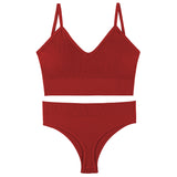 Women's Underwear Small Chest Push-up Thin Wireless Large Size Sports Sling Vest French Triangle Cup Bra Thong Set