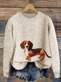 Women’s Anti-pilling Knit Sweater with Little Bear Print – Winter Base Layer, Trendy Street Top