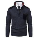 Men’s Half-zipper Stand Collar Sweater – Thick Knit Pullover for Cold Weather