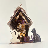 Halloveen DIY Wooden Glowing Haunted House Table Decoration