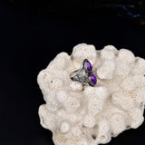 Natural Double Water Drop Amethyst Ring