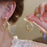 Metal Irregular Oval Geometric Vintage Earrings for Women