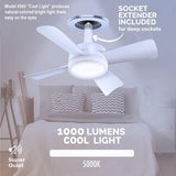 Socket Fan with Remote, Adjustable Screw Mouth Intelligent RC Integrated LED Fan Light