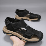 Plus Size Beach Shoes, Breathable Leather Sandals for Men