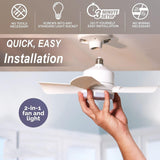 Socket Fan with Remote, Adjustable Screw Mouth Intelligent RC Integrated LED Fan Light