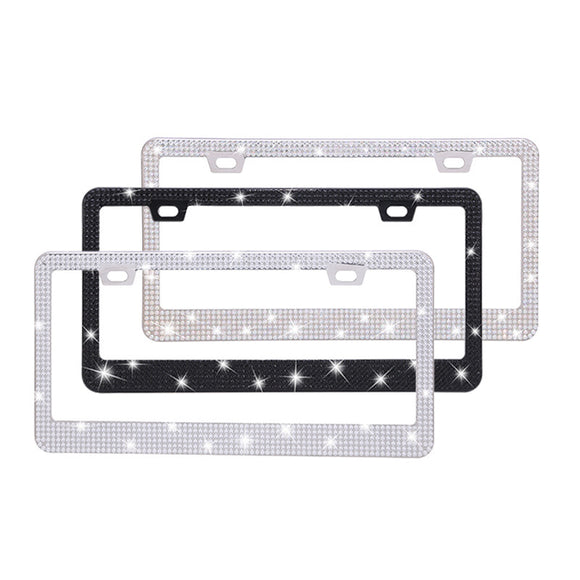 Stick-on Crystals Number Plate Frame, US Standard Acrylic Diamond License Plate Frame