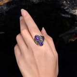 Natural Double Water Drop Amethyst Ring
