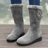 Fleece-lined, Thick Mid-calf, Martin Boots Wedge Heel