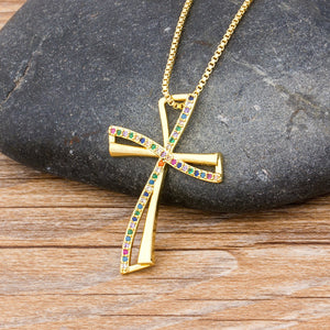 Cross Simple Fashion, Gold-plated Necklace