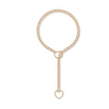 Stainless Steel Lariat Heart Necklace, Personality Heavy Ring Cuban Long Chain, Punk Rock Slipchain Choker Collar for Women and Men