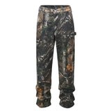 Men's Loose Straight Print, Tree Pattern Camouflage Jeans