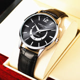 Men's Fashion Quartz Watch, Genuine Leather Strap
