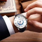 Men's Fashion Quartz Watch, Genuine Leather Strap