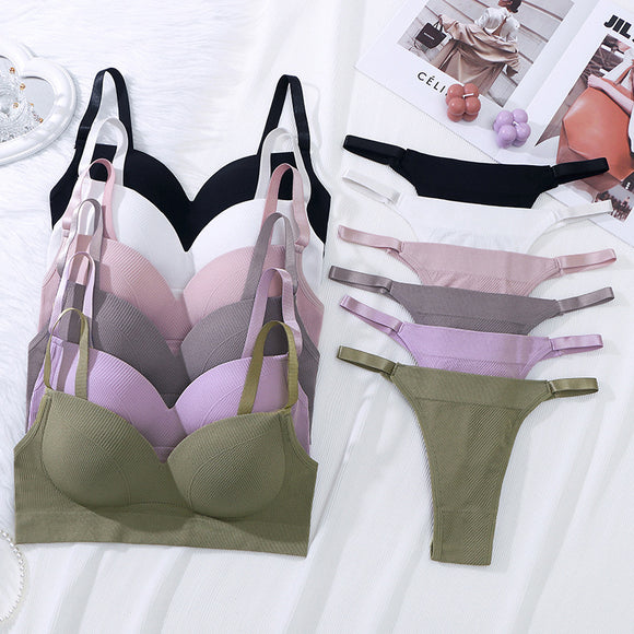Gathering Bra T-back Suit for Women