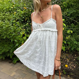 Niche Sweet Spaghetti-strap Leisure Sexy Jumpsuit, Slim White Trendy Dress