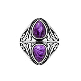 Natural Double Water Drop Amethyst Ring