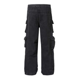 High Street Multi-pocket, Heavy Industry Washed, Old-fashioned Cargo Jeans