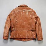 Leather Jacket, Men's Lapel Oil Wax Animal-hide Coat