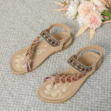 Bohemian Thong Sandals, Summer Fashion Flowers Flat Beach Shoes for Women