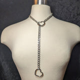 Stainless Steel Lariat Heart Necklace, Personality Heavy Ring Cuban Long Chain, Punk Rock Slipchain Choker Collar for Women and Men