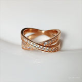 European and American Metal Cross Micro-inlaid Zircon Ring