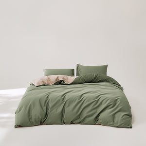 Simple Style, Solid Color, Two Colors, Cotton Bed Quilt Set