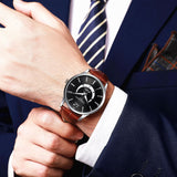 Men's Fashion Quartz Watch, Genuine Leather Strap