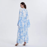 Chiffon Printed Bell Sleeve Dress for Muslim Women