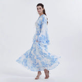 Chiffon Printed Bell Sleeve Dress for Muslim Women