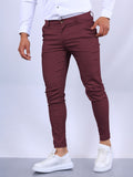Men's Slim Button Trousers, Office Fashion, Solid Versatile Long Pencil Pants