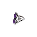 Natural Double Water Drop Amethyst Ring