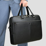 Men's Handbag, Horizontal Briefcase, Large Capacity First Layer Animal-hide 17-inch Computer Bag