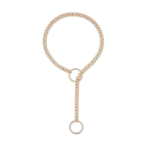 Stainless Steel Lariat Heart Necklace, Personality Heavy Ring Cuban Long Chain, Punk Rock Slipchain Choker Collar for Women and Men