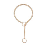 Stainless Steel Lariat Heart Necklace, Personality Heavy Ring Cuban Long Chain, Punk Rock Slipchain Choker Collar for Women and Men