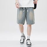 Men's Loose Casual, Starry Sky Pattern, Denim Shorts