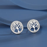 Round Tree Zircon Earrings, Elegant Jewelery for Women
