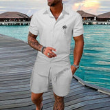 Men’s Gradient 3D Printed Short Sleeve Shirt & Shorts, 2-Piece Outdoor Set