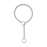 Stainless Steel Lariat Heart Necklace, Personality Heavy Ring Cuban Long Chain, Punk Rock Slipchain Choker Collar for Women and Men