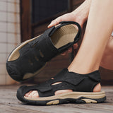 Plus Size Beach Shoes, Breathable Leather Sandals for Men