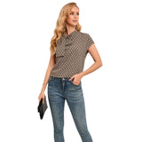 French Style Temperament Temperament Contrast Color Short-sleeved Shirt Women's Blouse