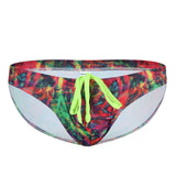 Men's Low Waist Beach Shorts, Lace-up Fashion Printed Swimming Pants