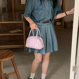 Women's Fashion, Simple Lychee Pattern, Portable Shoulder Messenger Bag