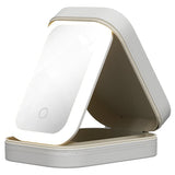 Makeup Storage Box with LED Light, Portable Travel Makeup Cosmetics Mirror Storage Box, Touch Light Organizer