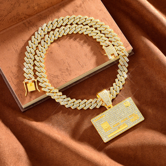 Full Diamond, Bank Card, Hip Hop Pendant, Creative Necklace