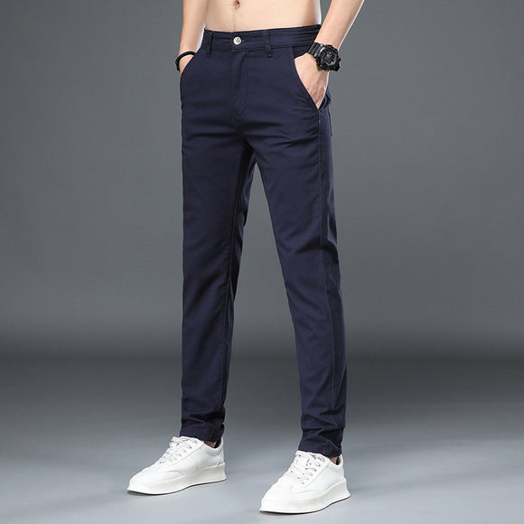 Business Casual Elastic Loose Straight, Slim Fit Suit Pants