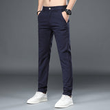 Business Casual Elastic Loose Straight, Slim Fit Suit Pants