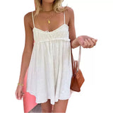 Niche Sweet Spaghetti-strap Leisure Sexy Jumpsuit, Slim White Trendy Dress